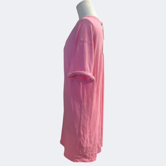 Z SUPPLY Sleep Shirt Tee S Pink V Neck Rolled Short Sleeves Lightweight Lounge - Picture 4 of 12